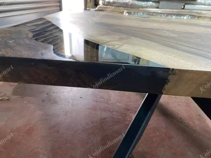 12 Inches Transparent Square Epoxy Wood Table | Square Center Table/Coffee Table - Image 5