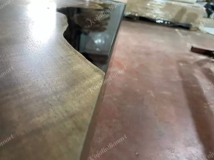 12 Inches Transparent Square Epoxy Wood Table | Square Center Table/Coffee Table - Image 4